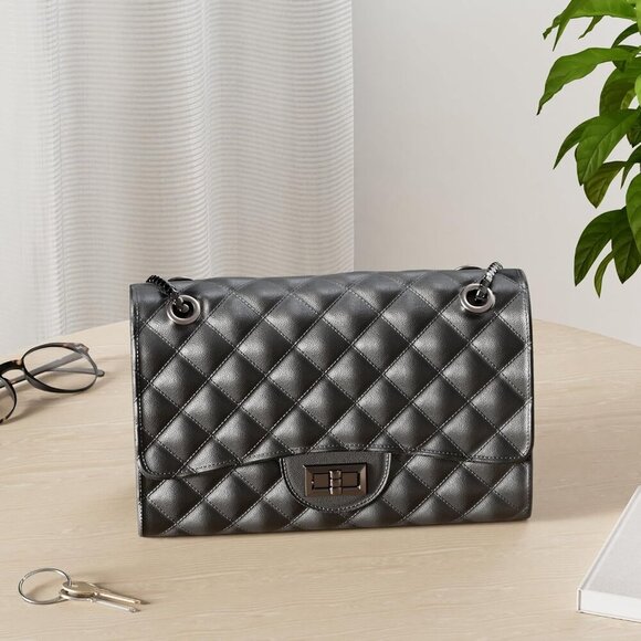 🆕 Women Black Strap Stylish Clutch Purse Quilted Ladies Chain Crossbody Bags - Picture 2 of 7